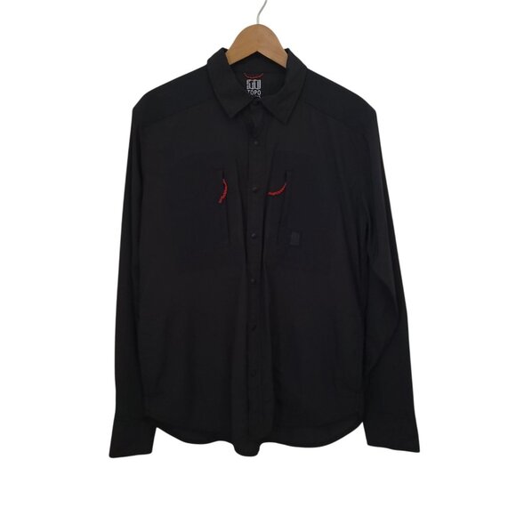 Topo Designs Long Sleeve Water Repellant Black Tech Shirt Men's Sz M - Picture 1 of 9